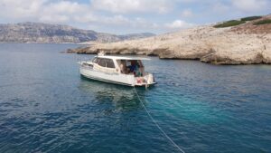 Passagers a bord du bateau Eco Calanques
